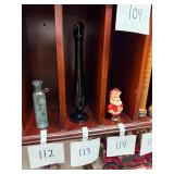 Vintage 9 inch black amethyst glass vase