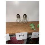 Vintage unused glass lightbulb s+ p shakers