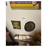 Antique framed religious pictures under glass