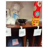 Vintage black onyx glass frosted candle holder