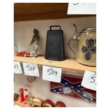 Vintage large cast iron cow bell complete working