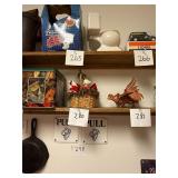 Vintage kissing Mr & Mrs Santa in a basket