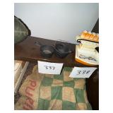 Pair of antique miniature cast iron pots