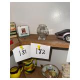 Vintage glass baseball toothpick holder / No C/C