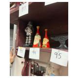 Vintage hand painted wood Santa bell figurines