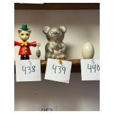 Vintage metal bear with cub bank / with stopper