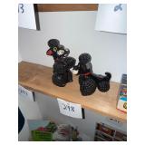 Pair of vintage Redware pottery poodle figures