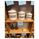 Vintage porcelain enamel jars