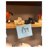 Pair of vintage cast iron cat s & p shakers