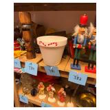 Vintage candy cane painted terra cotta flower pot