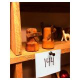 Pair of vintage wood windmill s & p shakers