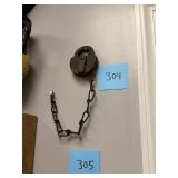 Antique Band O Railroad lock on chain / no key