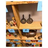 Pair of vintage miniature cast iron Amish skillets
