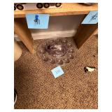 Vintage purple glass covered rabbit egg tray