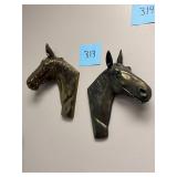 Pair of vintage brass horse head wall plaques