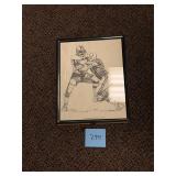 Vintage Lyle Alzado pencil football drawings