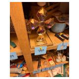 Vintage Oleg Cassini amber iridescent glass cross