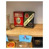 Pair of vintage metal tobacco tins