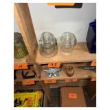 Pair of antique glass railroad insulators