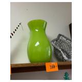 Unique green milk glass vase / No C/C