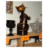 Vintage metal cat wine bottle holders