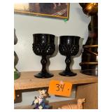 Vintage L.E. Smith black amethyst glass cups
