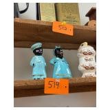 2 vintage original Black Americana S&P shakers