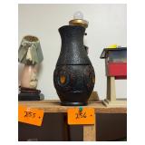 Vintage black clay vase / Japan 9.5 inch no c/c