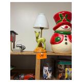 Vintage deer lamp with milk glass globe blue bulbs