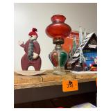 Unique multi colored glass oil lamp