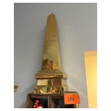 Vintage metal obelisk sculpture / 36 inches tall