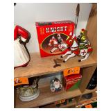 Vintage wind up tin toy knight on horse / complete