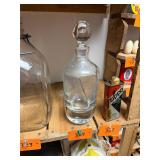 Unique vintage heavy glass bottle w/ glass stopper