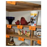 Pair of vintage red bird figurines