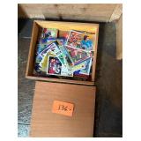 Cigar box full of vintage football cards