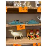 Pair of vintage wooden two ships