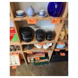 Vintage enamel canister set / coffee, tea & sugar