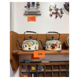 Pair of snowmen metal teapots