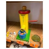 Vintage Playskool wood toy pump with balls