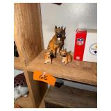 Vintage porcelain dog + 2 puppies figurines