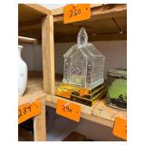 Vintage lighted glass church/ on base