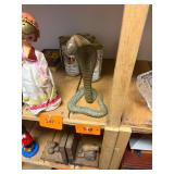 Vintage 9 inch solid brass cobra