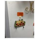Vintage metal Christmas house coat hook