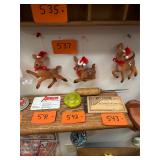 Lot of 3 vintage flocked reindeer