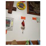 Vintage ceramic rooster wall hook