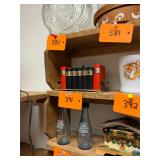 Vintage spice rack containers s+p shakers