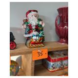 Vintage mercury glass blown Santa candle holder