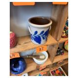 Vintage blue grey stoneware crock / no C/C