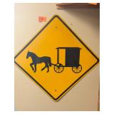 Vintage retired Amish horse + buggy road sign