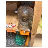 Antique Copper Indian Chief Bookend on Doorstep